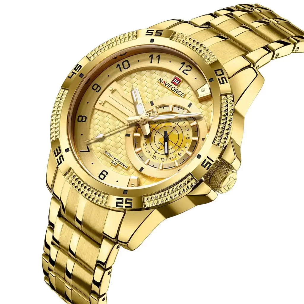 nf9206 g g naviforce watch men gold dial metal golden strap quartz battery analog water resistant 30m for dream 2.jpg