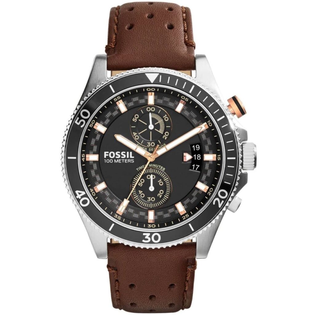ch2944 fossil watch men brown leather wakefield