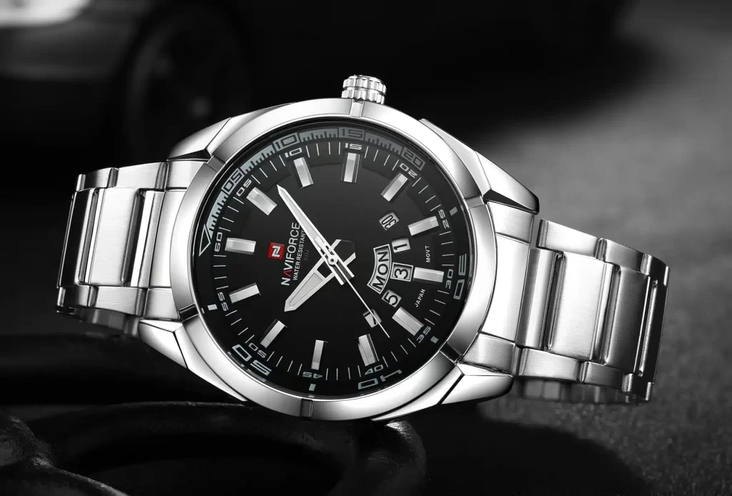 nf9038 s b naviforce watch men black dial metal silver strap quartz battery analog water resistant 30m for dream 6.jpg