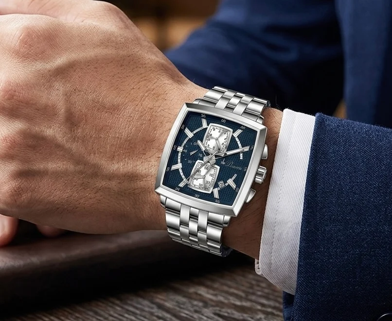 Buren Quadra Chronograph - BU7018 S/S/Bu - Men - Image 3
