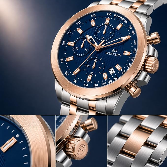 WESTERN - W8848GSP010C - ROSE GOLD - BLUE DIAL - MEN - Image 5