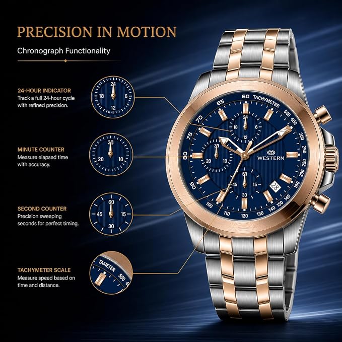 WESTERN - W8848GSP010C - ROSE GOLD - BLUE DIAL - MEN - Image 3