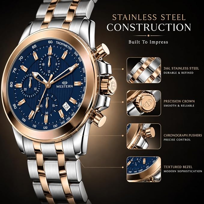 WESTERN - W8848GSP010C - ROSE GOLD - BLUE DIAL - MEN - Image 4